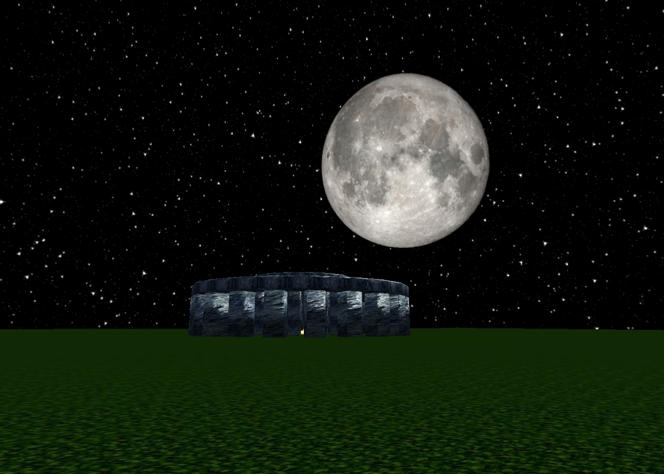 Stonehenge with full moon in VRChat