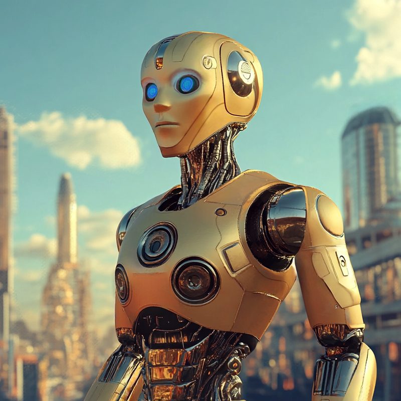 An illustration of one of Isaac Asimov’s robots.